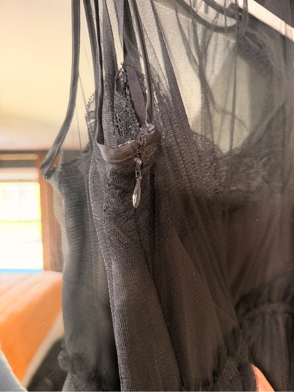 Rodarte Black Tulle & Lace Slip Dress with Bow Straps - Picture 6 of 9